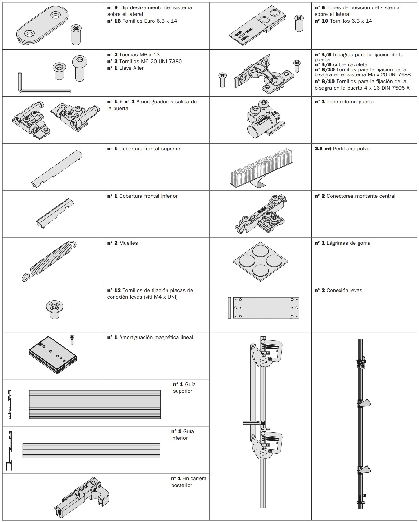 EXEDRA - KIT IZQUIERDO PARCIALMENTE ENSAMBLADO 500 - 700 xH2231-2500 L + COL.C.P.A